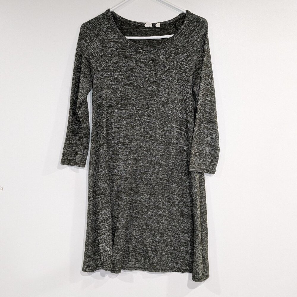*3/$10* Gap 3/4 Sleeve Space Dye Dress Olive Green White Size XS